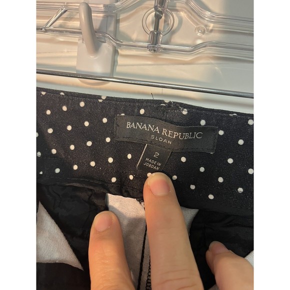 Banana Republic Women Mid-Rise Slim Ankle Pants 2 Black w/Polka Dots Preppy Cute - Picture 4 of 10